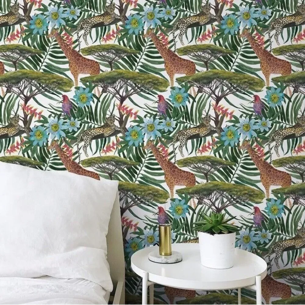 Tropical Forest Animal Peel and Stick Wallpaper‎ 17.7
